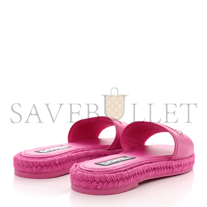 CHANE LAMBSKIN CORD BRAIDED SLIDE SANDALS PINK G39778